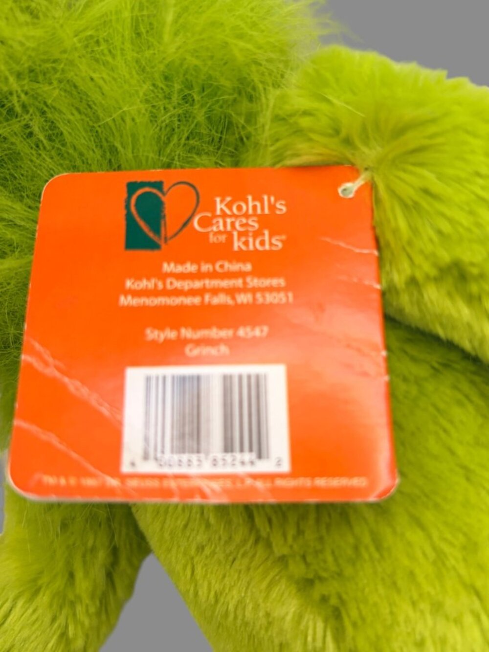 Dr. Seuss Kohl's Cares Grinch Plush 22" Stuffed Toy w/ Tags Christmas NWT - Picture 8 of 9